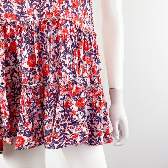 Billabong Red & Blue Open Back Floral Sleeveless Mini Dress Size S - Picture 6 of 9